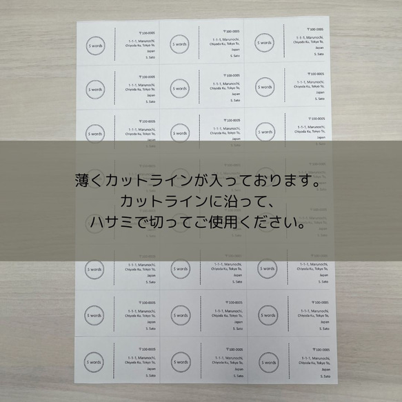 44枚【差出人シール+宛名シールセット】住所シール ロゴ入り 英語 英語表記 English 4枚目の画像