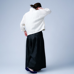 【soco】コットンデニム モダンで粋な 袴パンツ | ダークインディゴ b003k-din2 15枚目の画像