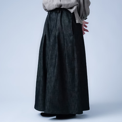 【soco】コットンデニム モダンで粋な 袴パンツ | ダークインディゴ b003k-din2 2枚目の画像