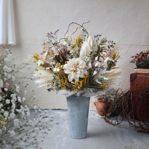 ドライフラワーのスタンド花 / 大型お祝いアレンジメント 祝い花 開店