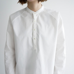 コットンラグランプルオーバーシャツ/white 2枚目の画像