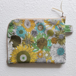 ★受注制作★ 仕切り付きA6（お薬手帳）カード入れつきＬ字ファスナークリアポーチ  リバティ　ラミネート　お好みの柄でオ 4枚目の画像