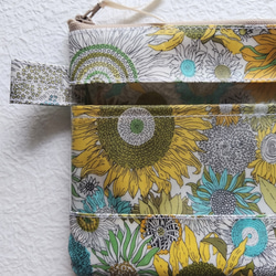 ★受注制作★ 仕切り付きA6（お薬手帳）カード入れつきＬ字ファスナークリアポーチ  リバティ　ラミネート　お好みの柄でオ 3枚目の画像