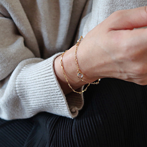 《お得な2点セット/4月誕生石》14KGF/ CRYSTAL MARQUISE DESIGN BRACELETS 8枚目の画像