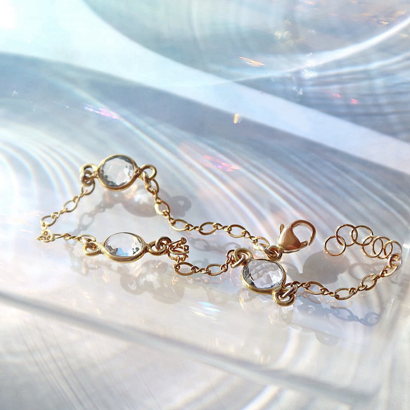 《お得な2点セット/4月誕生石》14KGF/ CRYSTAL MARQUISE DESIGN BRACELETS 3枚目の画像