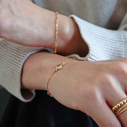 《お得な2点セット/4月誕生石》14KGF/ CRYSTAL MARQUISE DESIGN BRACELETS 6枚目の画像