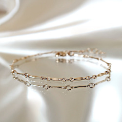 【2点set】14KGF/ CRYSTAL MARQUISE DESIGN CHAIN BRACELETS 7枚目の画像