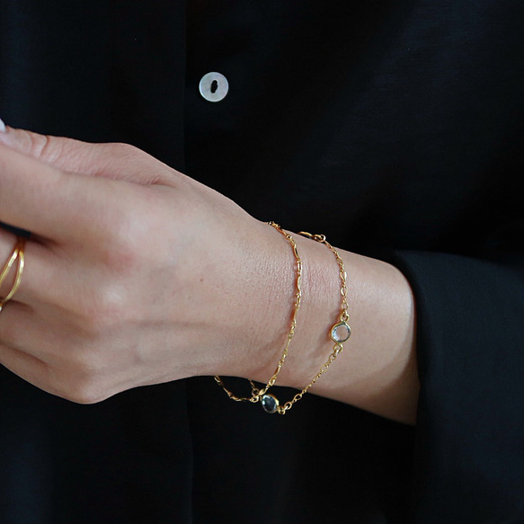 《お得な2点セット/4月誕生石》14KGF/ CRYSTAL MARQUISE DESIGN BRACELETS 2枚目の画像
