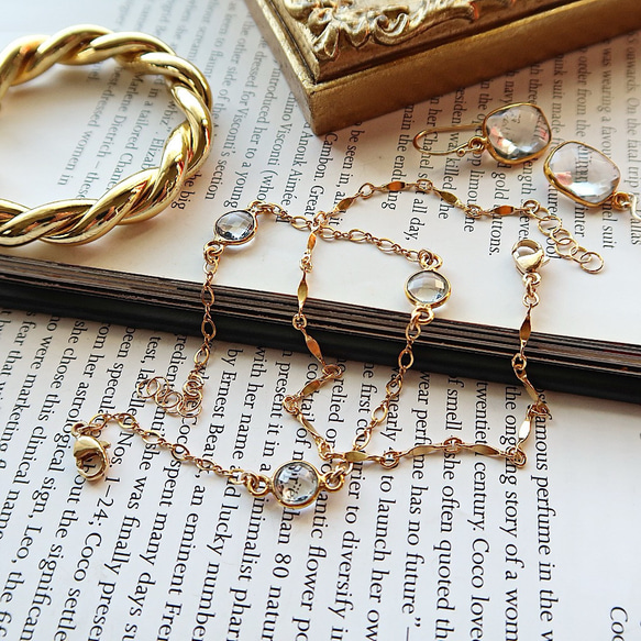 《お得な2点セット/4月誕生石》14KGF/ CRYSTAL MARQUISE DESIGN BRACELETS 9枚目の画像
