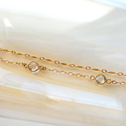 【2点set】14KGF/ CRYSTAL MARQUISE DESIGN CHAIN BRACELETS 5枚目の画像