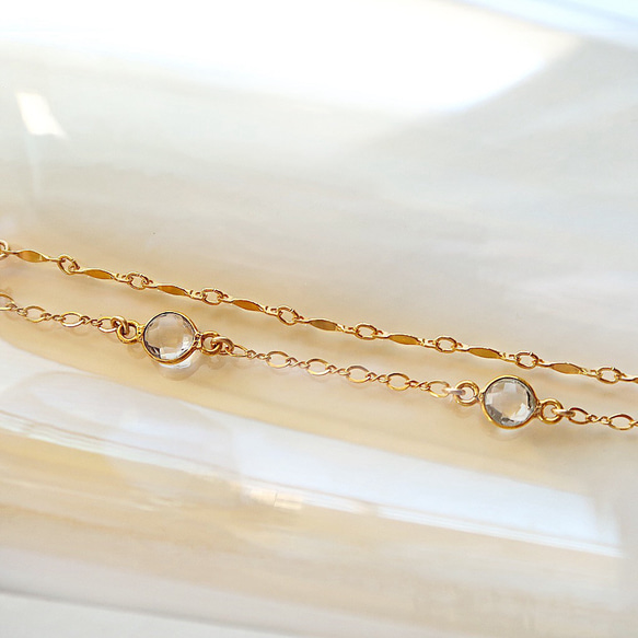 【2点set】14KGF/ CRYSTAL MARQUISE DESIGN CHAIN BRACELETS 5枚目の画像