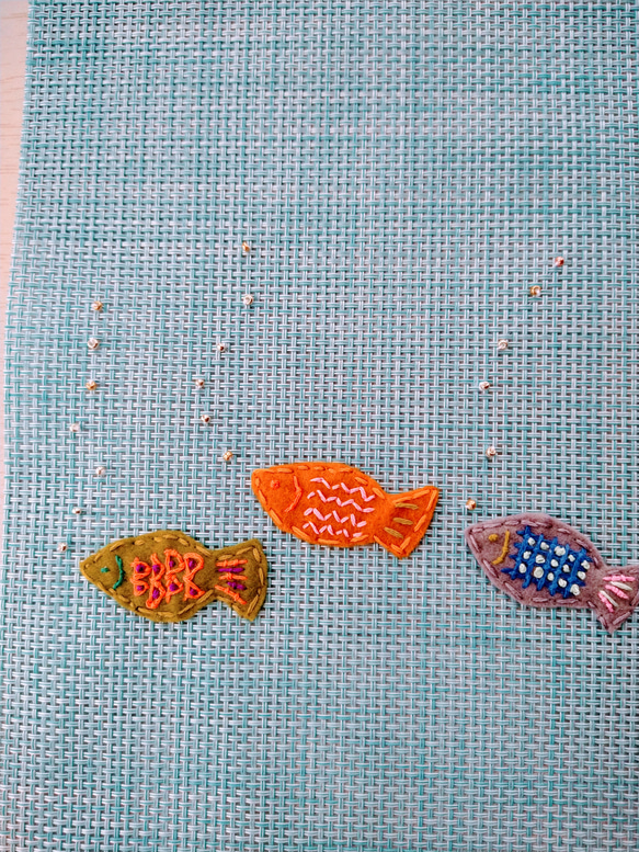 海のさかなのフェルト手刺繍ランチョンマット 4枚目の画像