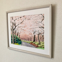 「桜の小径」透明水彩画　原画　風景画　額縁付　F６サイズ 4枚目の画像