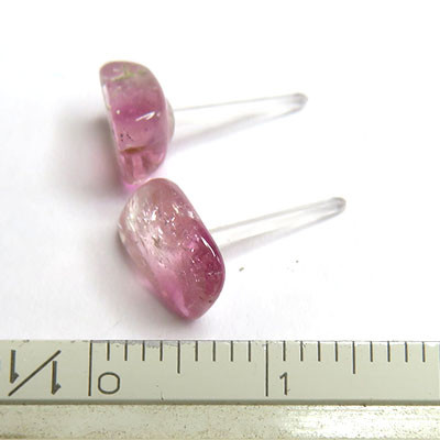 トルマリン ピアス バイカラートルマリン アレルギー対応 原石 天然石 10月 誕生石 gn257