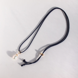 [獨一無二] Kintsugi 珍珠長項鍊，像香水瓶 絲繩 80 公分 長度可調節 第4張的照片