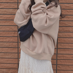 Knit Rib Oversized Sweat PO (Light beige) スウェット ベージュ レトロ 6枚目の画像