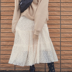 Knit Rib Oversized Sweat PO (Light beige) スウェット ベージュ レトロ 7枚目の画像