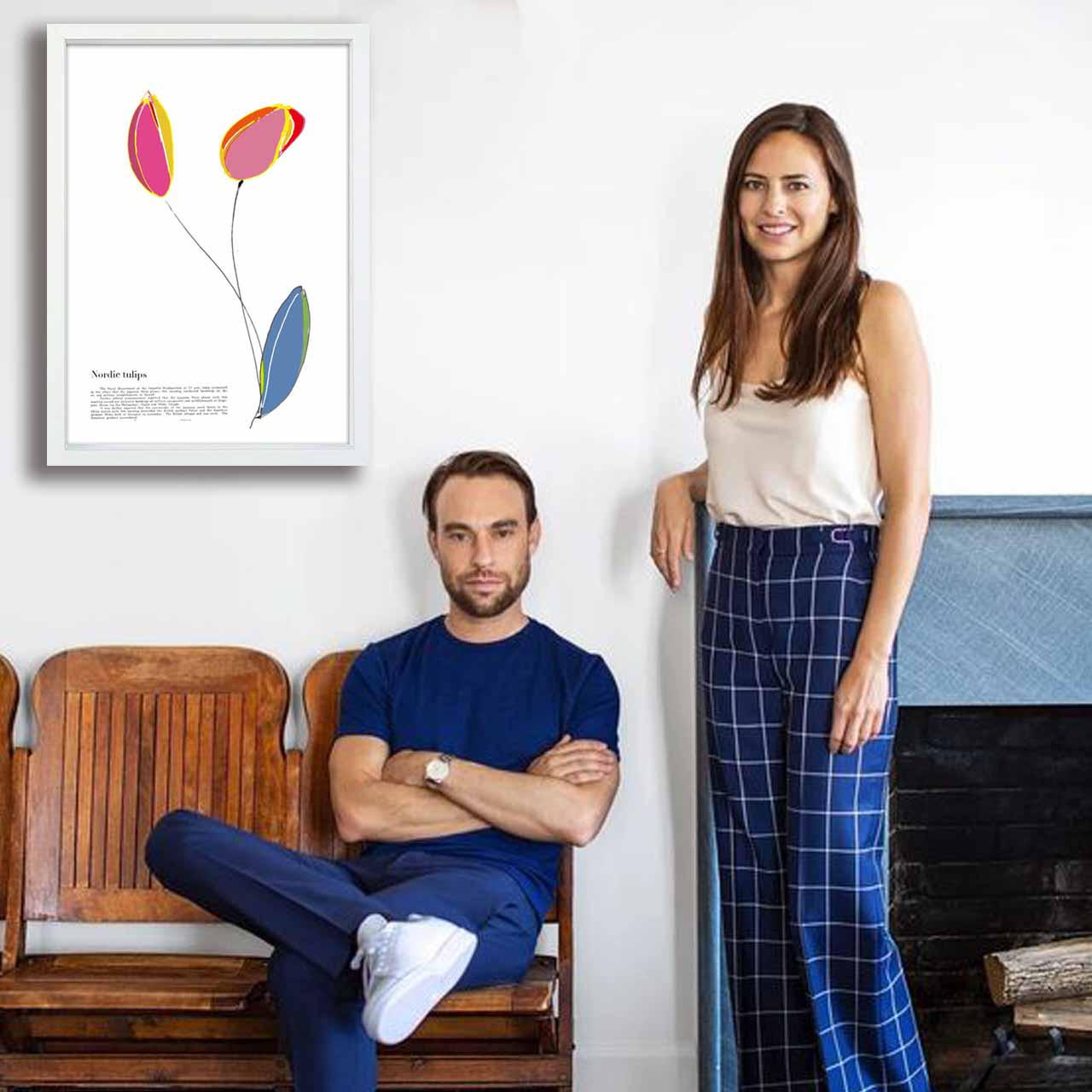 北欧チューリップ　花　イラスト　ポスター　A4 A3 A2 A1　アート  　アートポスター　sei検索新着順　2514