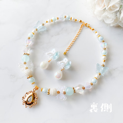 little princess＊ ribbon - blue キッズイヤリング キッズ ネックレス セット シンデレラ 6枚目の画像