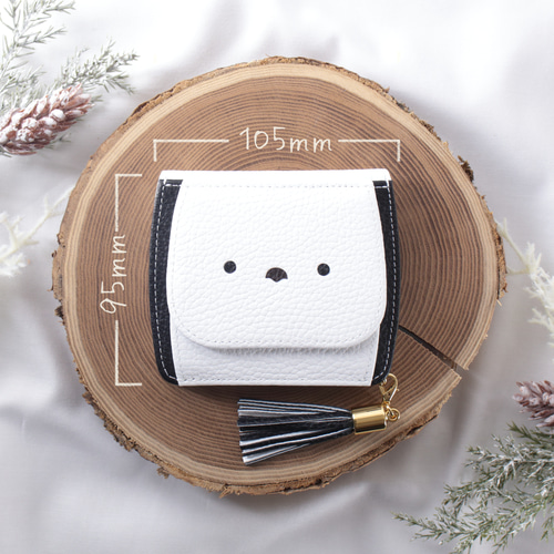 ふっくらまるい シマエナガのコンパクト折り財布【イタリアンレザー