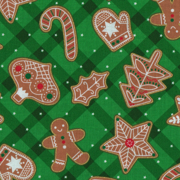 カットクロス！クリスマス生地！ＵSＡ製『マイケルミラー  クリスマス　クッキー柄』巾約110cm×60㎝でカット済み～ 2枚目の画像