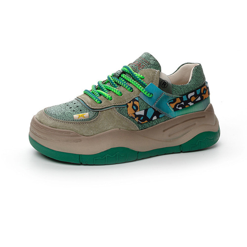 24新作【牛革レディースシューズ】クラックデザイン真皮レジャー厚底