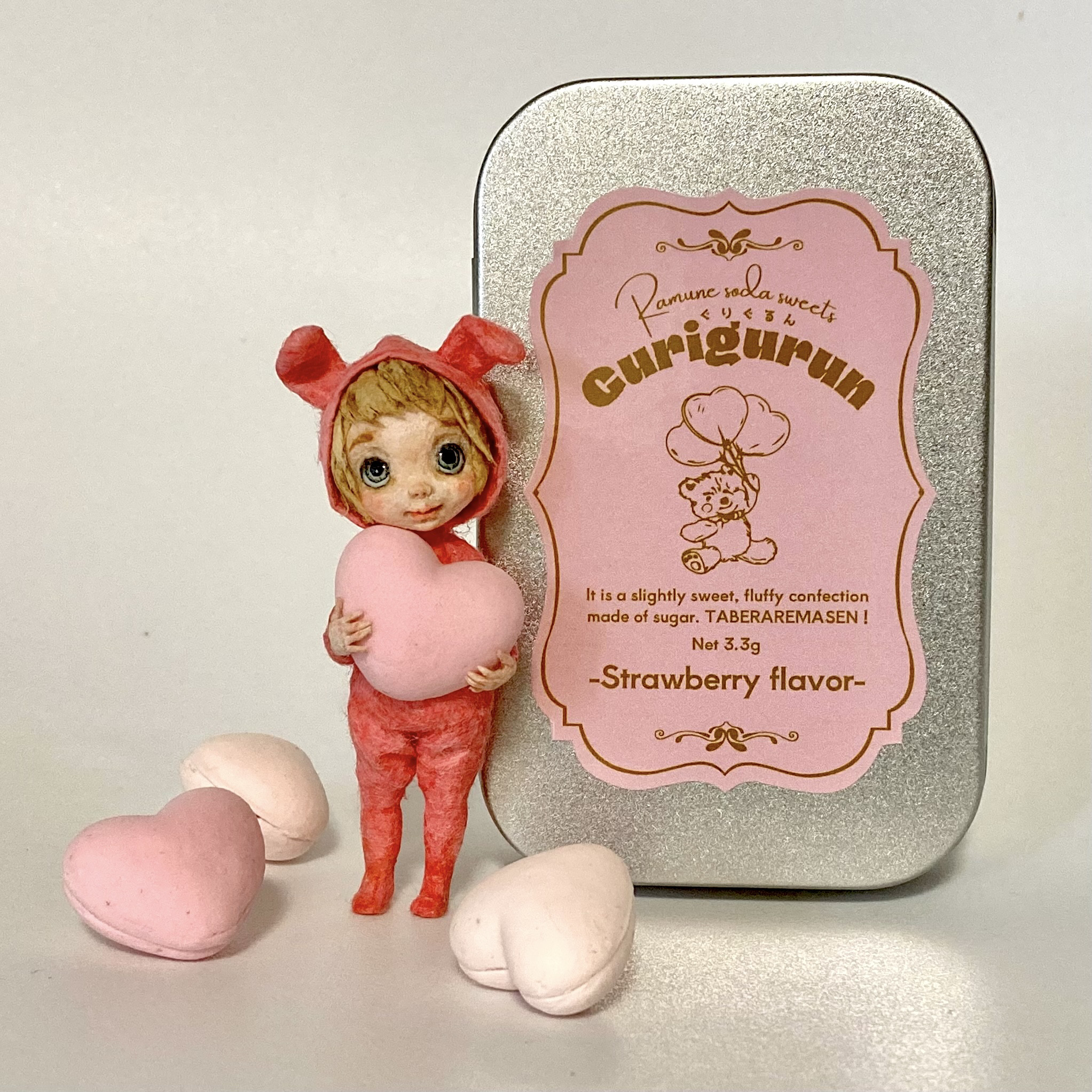 和紙人形 ミニチュアドール  ぐりぐるん(いちご風味)