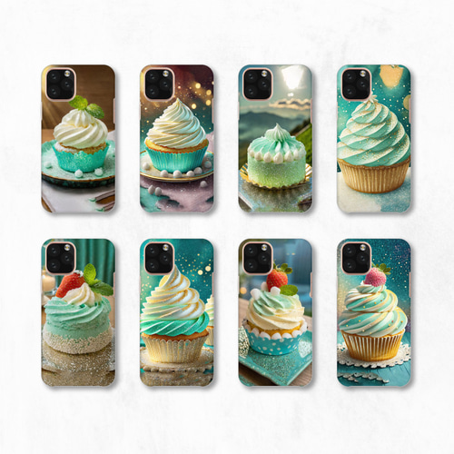 ショートケーキ モンブラン キラキラ 全機種対応スマホケース 背面型