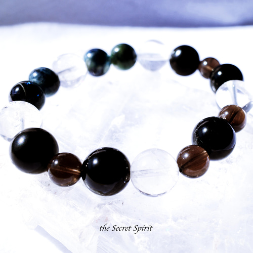 プロフ必読！∞人生の転機や新しい挑戦を応援♪ ヒマラヤ水晶＆タンザナイトブレス∞ ☆高品質☆【ブレスレット】ヒマラヤブラックチャロアイト (約14mm