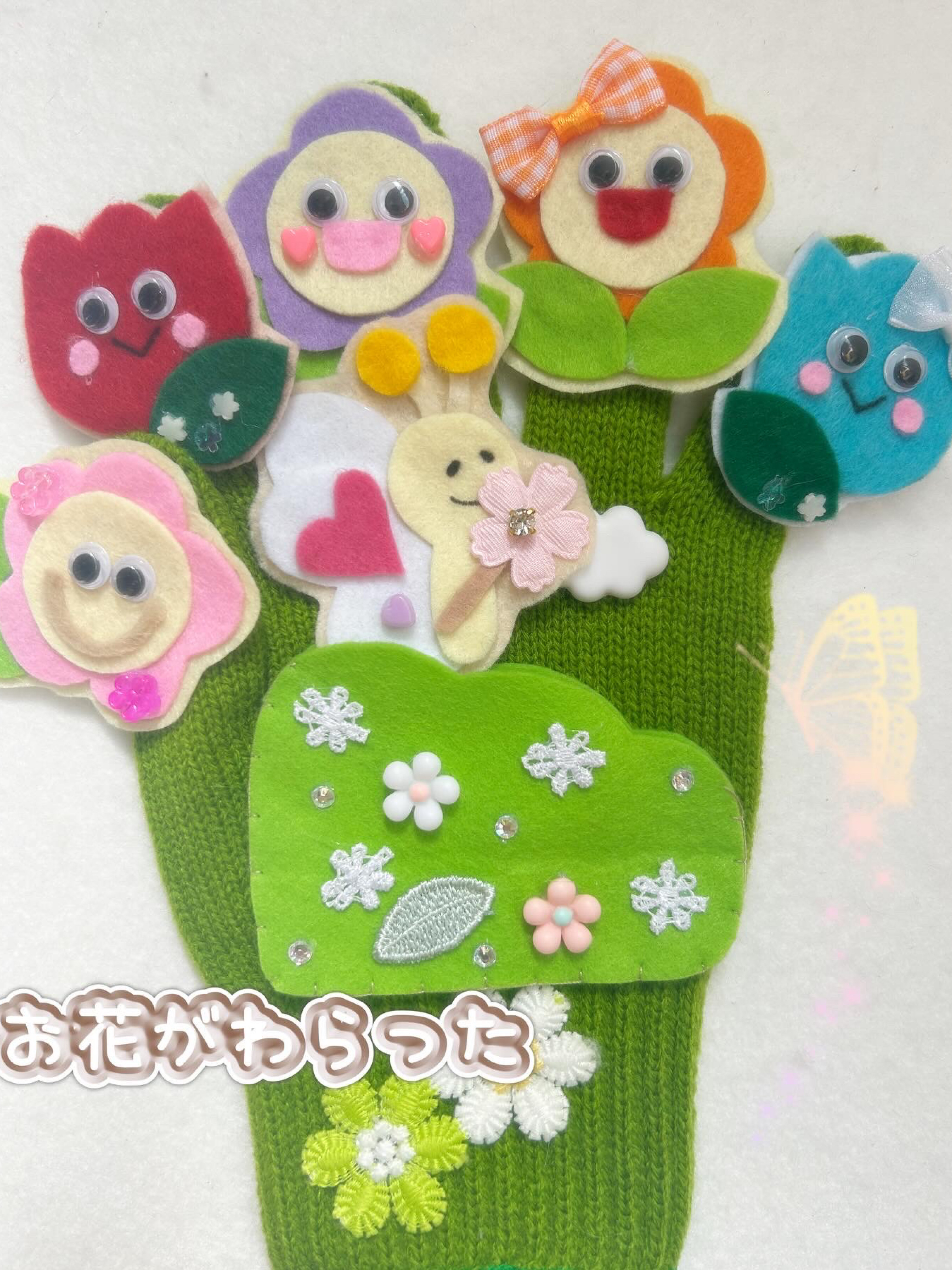 kanon様オーダー品 手袋シアター 花火 りんごコロコロ指人形