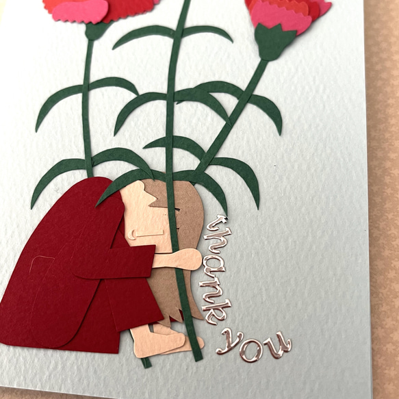 【SE-10】ハンドメイドメッセージカード  |  母の日 ｜ カーネーションの花束を 2枚目の画像