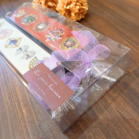 キラキラビジュー缶クッキー２種セット《ピスタチオ・ラズベリー》 5枚目の画像