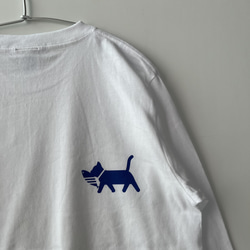 azides?（アジです？）ドラ猫バージョン・・おもしろ猫Tシャツ　メンズ　レディース　 白ホワイト　長袖ロングスリーブ 2枚目の画像