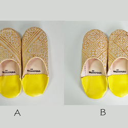 モロッコ　バブーシュ　ファブリック　イエロver2　レザー Mサイズ　Lサイズ 4枚目の画像