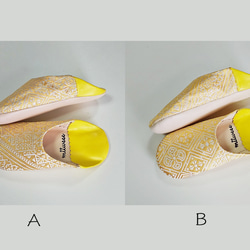 モロッコ　バブーシュ　ファブリック　イエロver2　レザー Mサイズ　Lサイズ 3枚目の画像