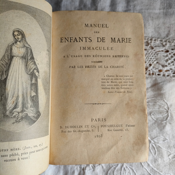 【アンティーク洋書】Manuel des enfants de Marie, 1893：表紙紫 6枚目の画像