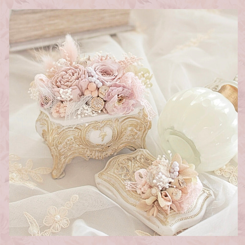 ＊*..シャビーピンクのロマンティックアレンジ＊°.プリザーブドフラワー　贈り物 シャビーピンクのロマンティックアレンジ＊°.プリザーブド