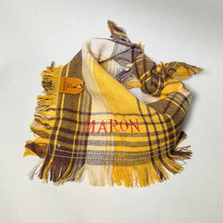 選べる刺繍糸30色♪　お名前刺繡付き　黄色　かわいいフリンジバンダナ　犬　猫　首輪 9枚目の画像