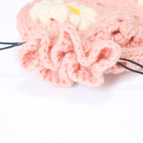 ♥️手編み♥️ハンドメイド♥️ニットバッグ♥️ピンクのバッグ♥️ 巾着 バック ピンク 桜 ニット 手編み かぎ針編み グラニースクエア 春