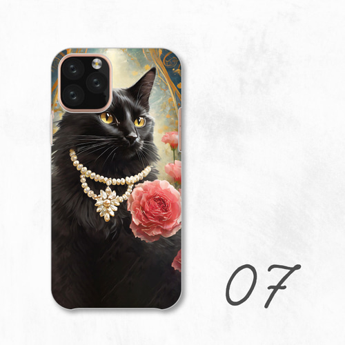 黒猫 美しい 神秘的 きれい かわいい 全機種対応スマホケース 背面型  