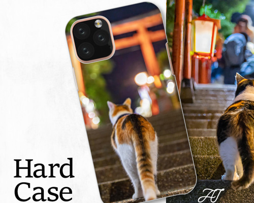 祭り 神社 鳥居 三毛猫 かわいい 日本 全機種対応スマホケース