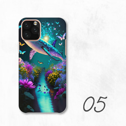 花園蝴蝶霓虹色鯨魚神秘智慧型手機保護殼相容於所有型號後背式硬殼 NLFT-HARD-a008 第7張的照片