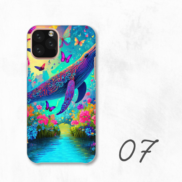 花園蝴蝶霓虹色鯨魚神秘智慧型手機保護殼相容於所有型號後背式硬殼 NLFT-HARD-a008 第9張的照片