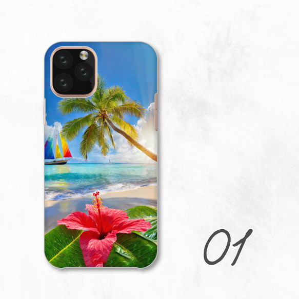 海、沙灘、夏威夷、遊艇、海豚、棕櫚樹智慧型手機保護殼，相容於所有型號後背式硬殼 NLFT-HARD-a025 第3張的照片