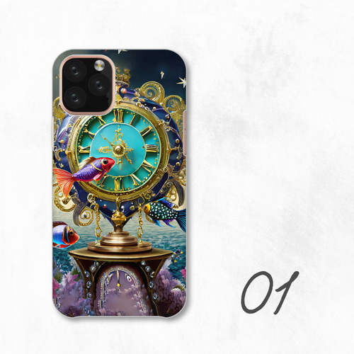 時計 機械 熱帯魚 星 神秘 カラフル 全機種対応スマホケース