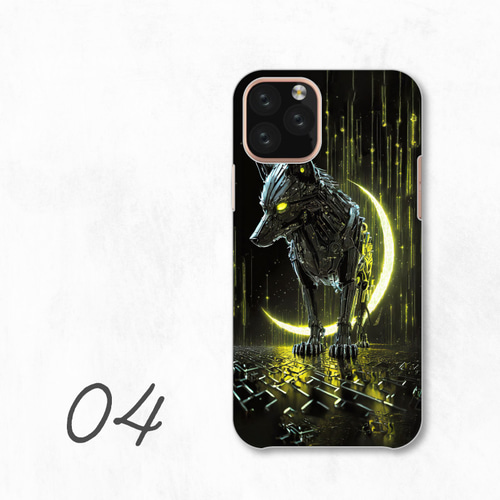 黒狼 星 カッコイイ 三日月 メタリック 全機種対応スマホケース 背面型