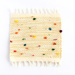 手織りコースター/イエロー系1枚 2枚目の画像