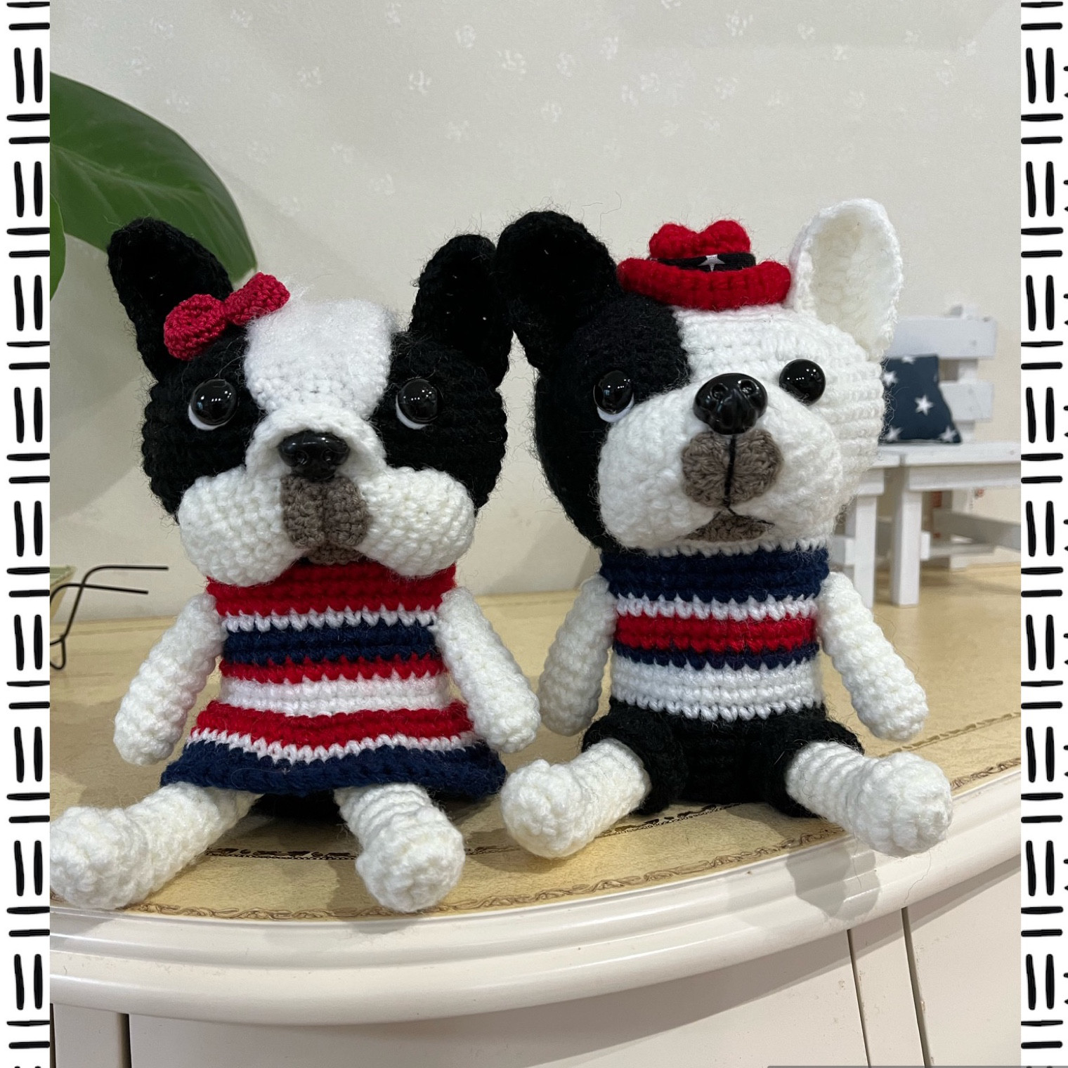 フレンチブルドッグ　白黒　ヘッドカバー