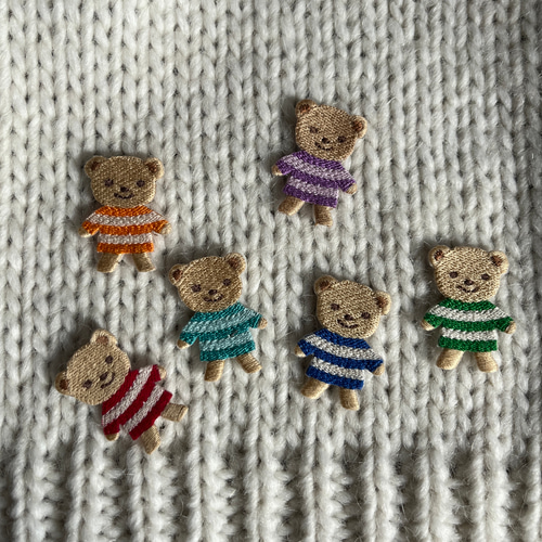 バレエ　くま　アップリケ　ハンドメイド ボーダー くまさんのアップリケ（お色選択） 刺繍ワッペン デコパーツ