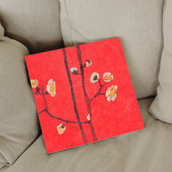 アートパネル ゴッホ 18×18cm ジャポネズリー 梅の開花 レッド 花 絵画 正方形 インテリアパネル 2枚目の画像